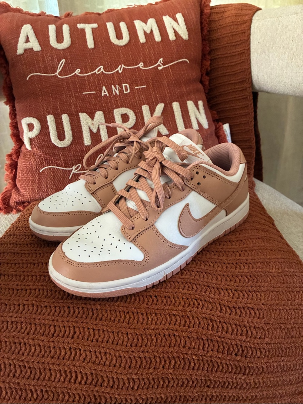 Nike Women’s Low-Top Sneakers in White and Dusty Rose